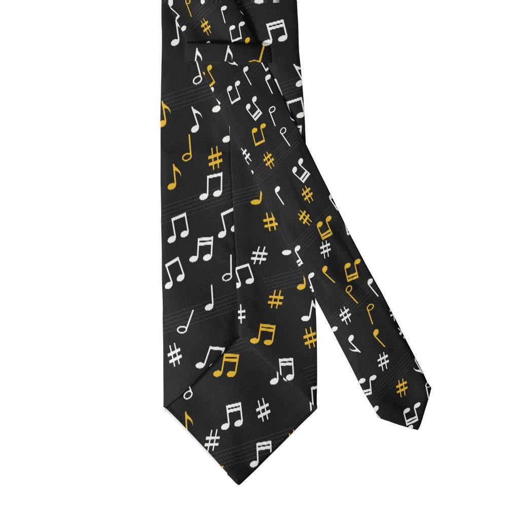 Bjelke - Black & Gold Music Note Tie – Jazz Club