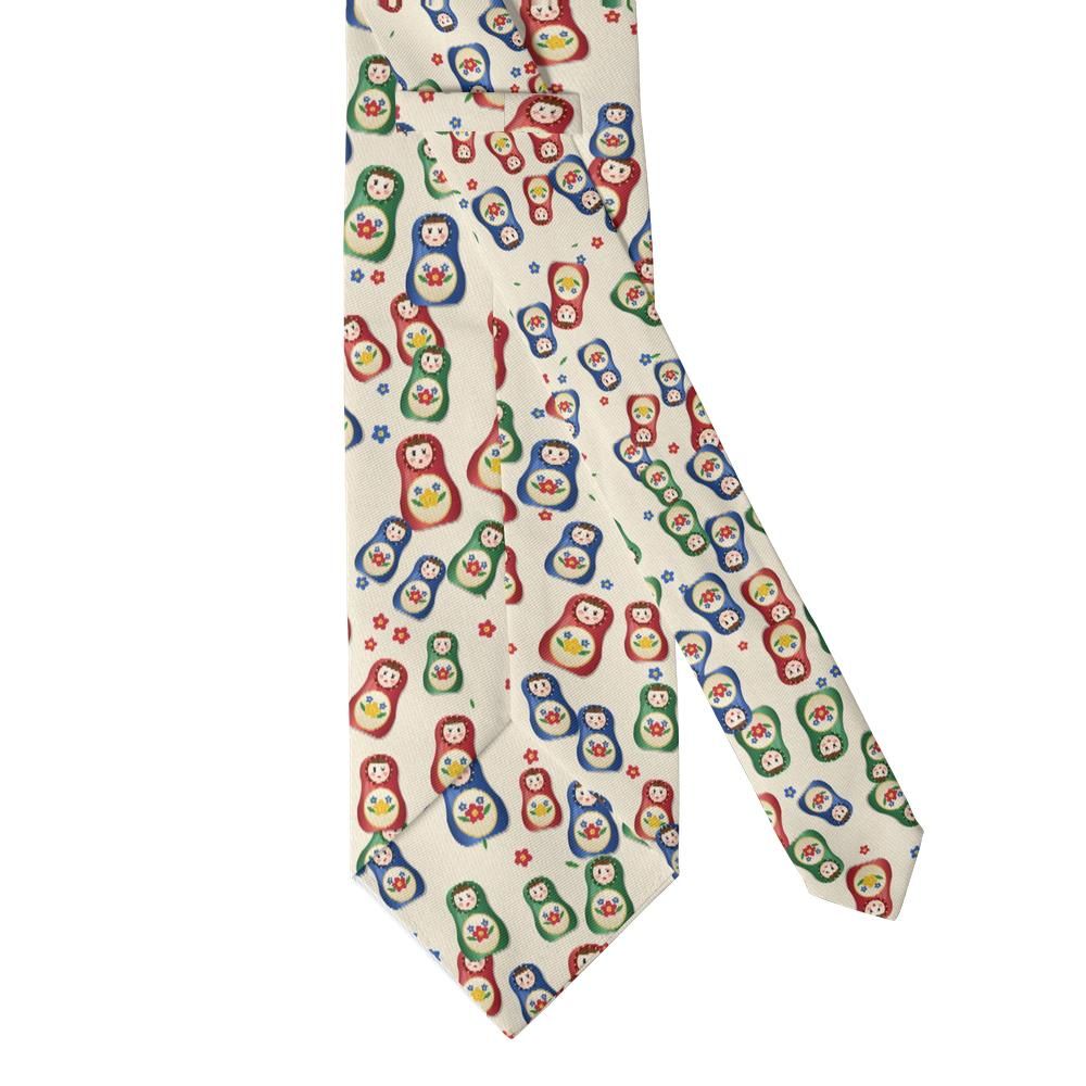 Koniecpolski - Cream Matryoshka Doll Tie – Painted Keepsake