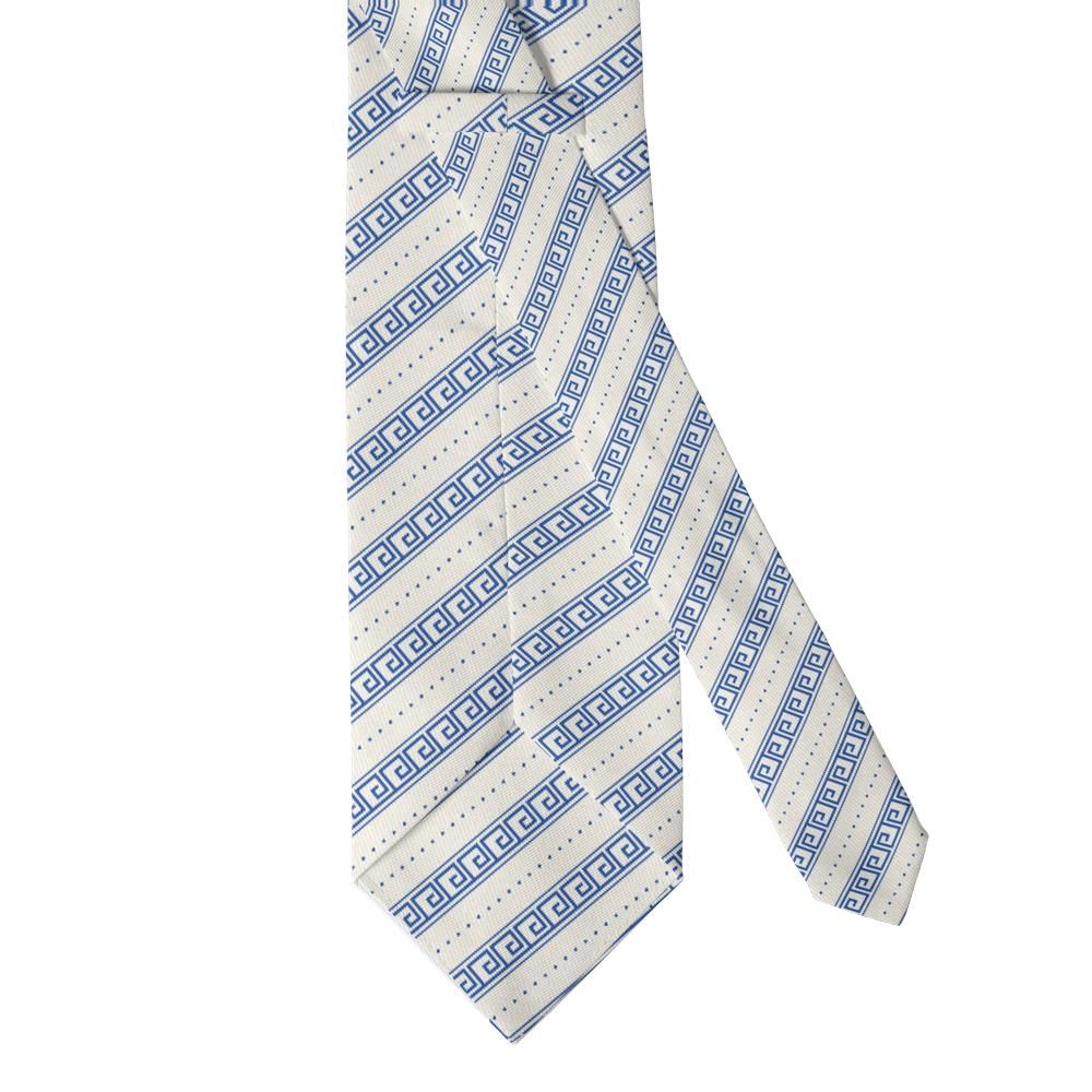 Brockdorff - Ivory & Blue Greek Key Tie – Timeless Meander Elegance