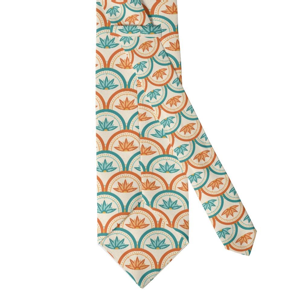 Wassenaer - Teal & Orange Lotus Fan Tie – Bohemian Splendor