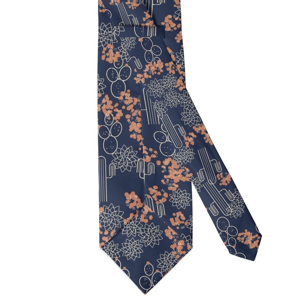 Trolle - Navy & Terracotta Desert Succulent Tie – Desert Night
