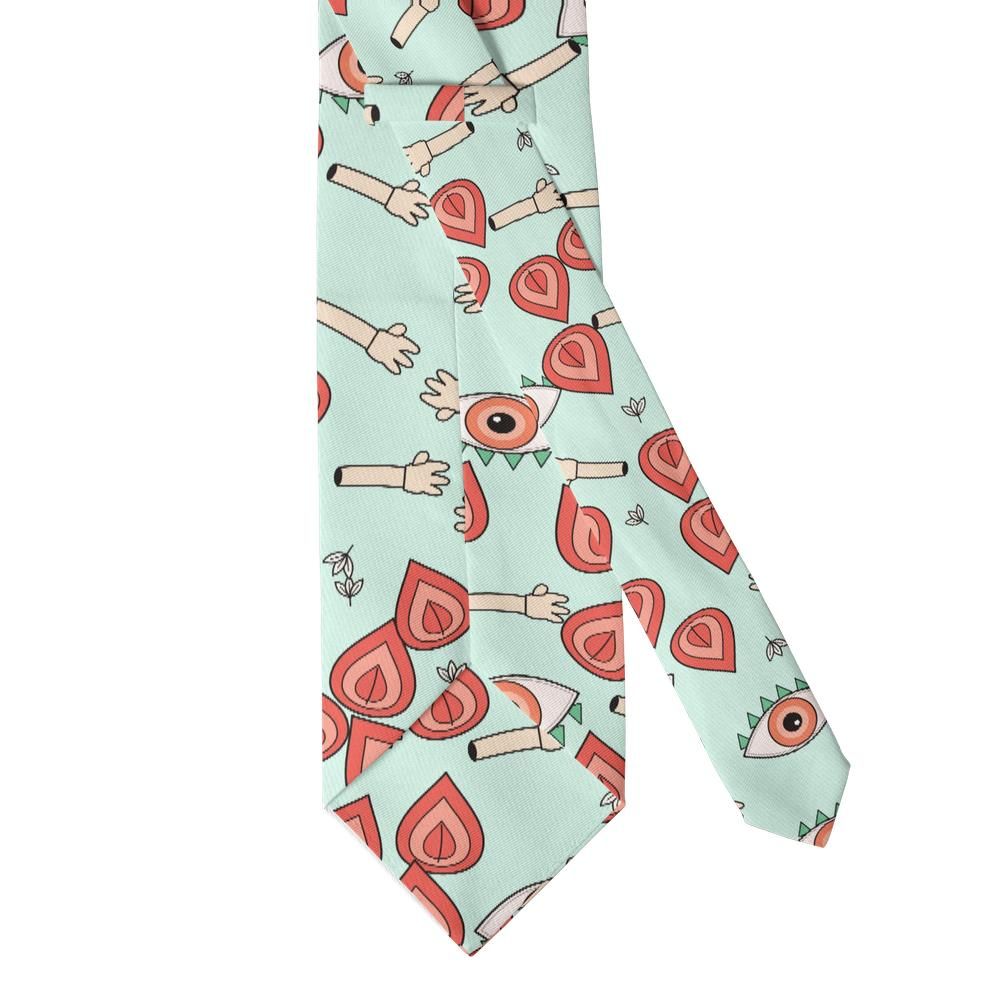 de Gontaut - Mint & Coral Abstract Tie – Surrealist Salon