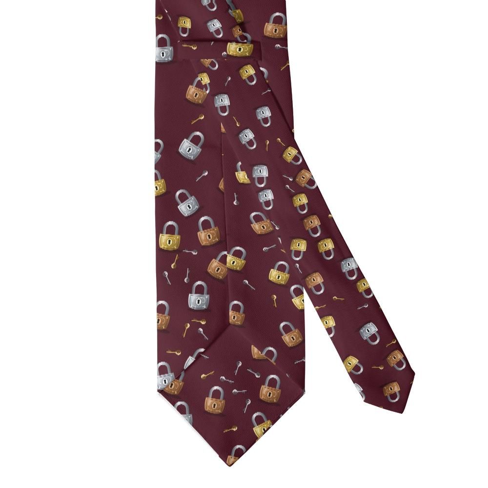 Ostrogski - Burgundy Padlock Tie – Brass Locks and Old Keys