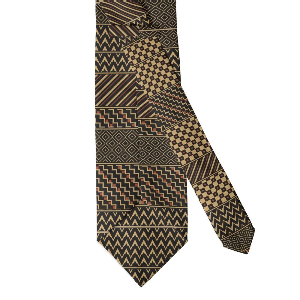 Seefeld - Black & Gold Kuba Cloth Tie – Royal Kasai