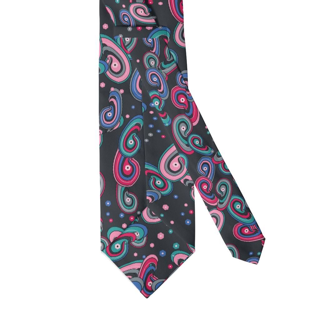 Ferretti - Charcoal & Fuchsia Feather Paisley Tie – Florentine Night