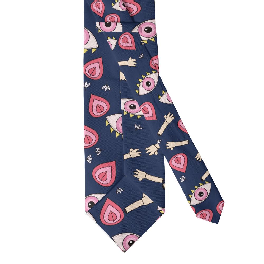 de Gontaut - Navy & Pink Abstract Tie – Midnight Gallery