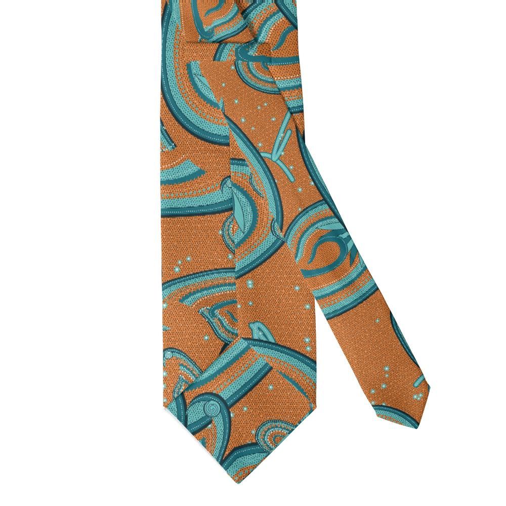 Colloredo - Tangerine & Teal Stippled Paisley Tie – Mediterranean Fête