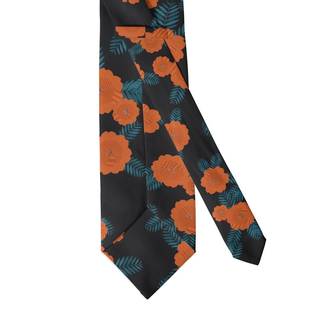 Gassion - Black & Orange Floral Tie – Statement Bloom