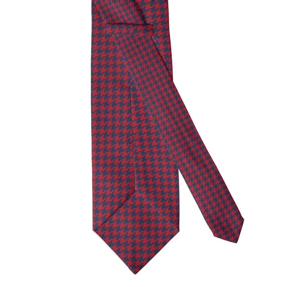 Montferrat - Red & Navy Houndstooth Tie – Bold Texture