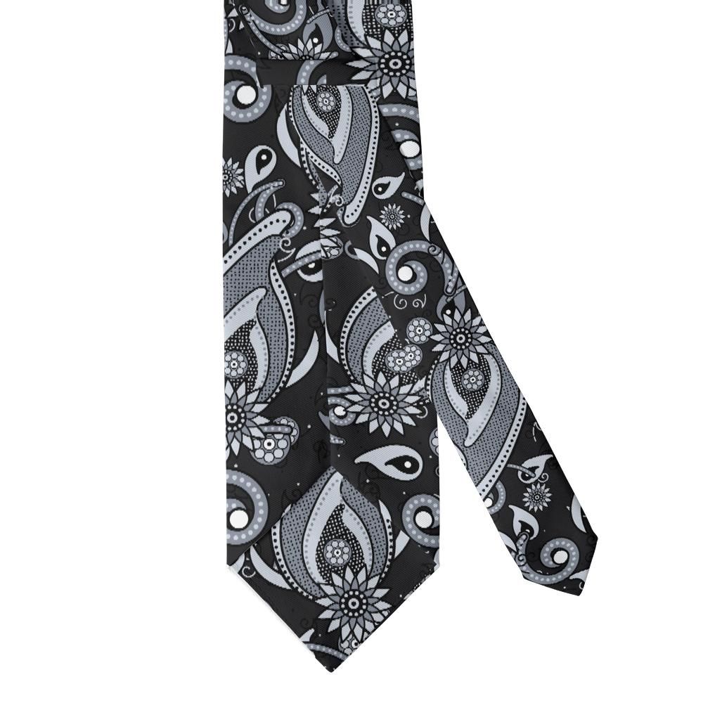 Falier - Black & Silver Sunflower Paisley Tie – Moonlit Canal