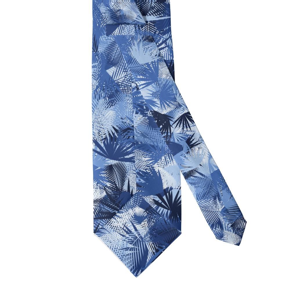 Podebusk - Sky & Navy Jungle Leaf Tie – Blue Lagoon