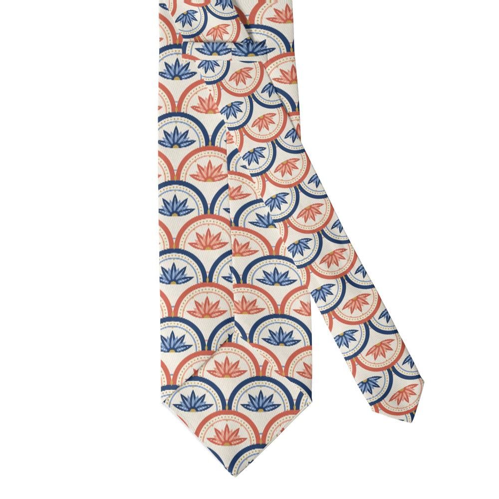 Wassenaer - Navy & Coral Lotus Fan Tie – Bohemian Splendor
