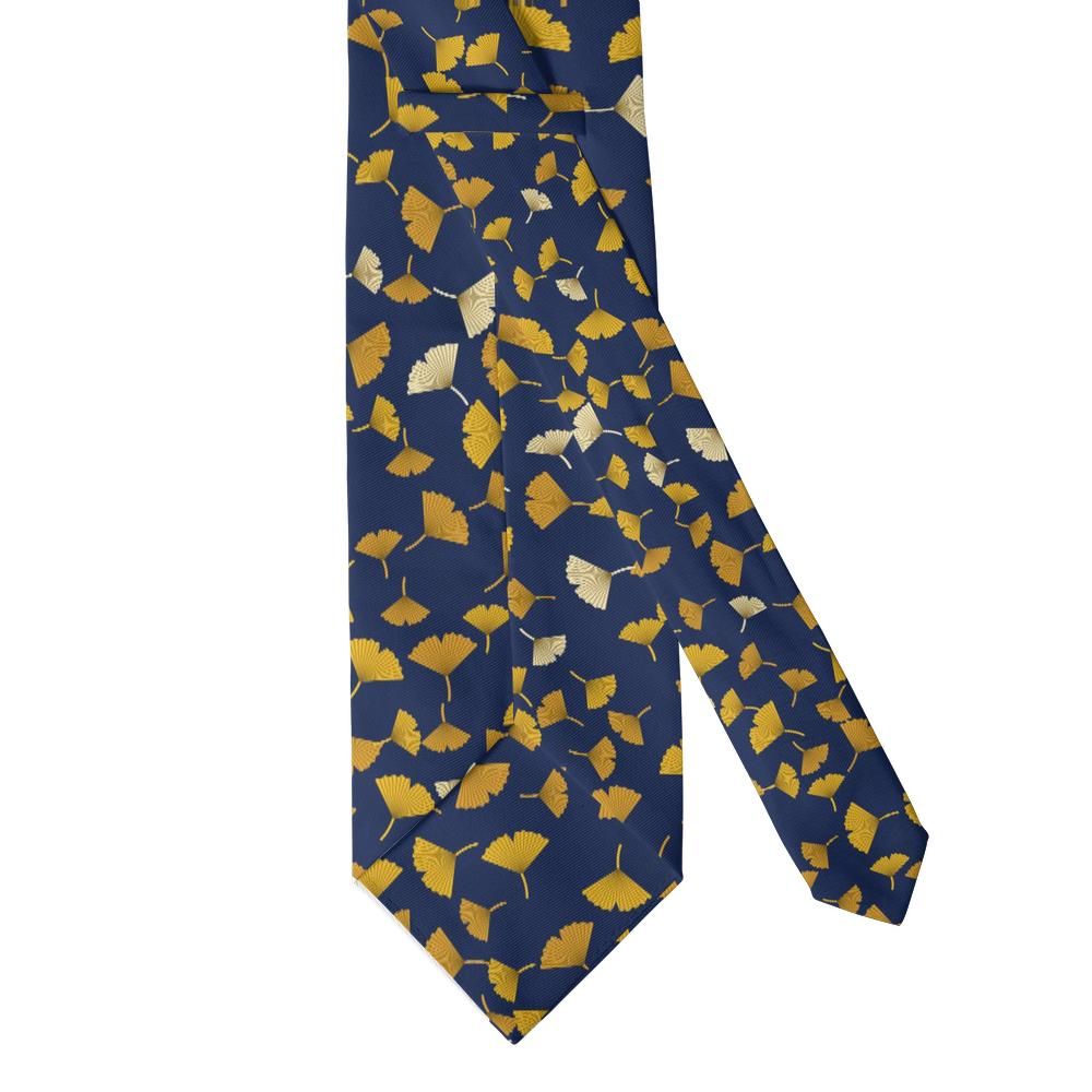 Buchwald - Navy & Gold Ginkgo Leaf Tie – Autumn in Kyoto