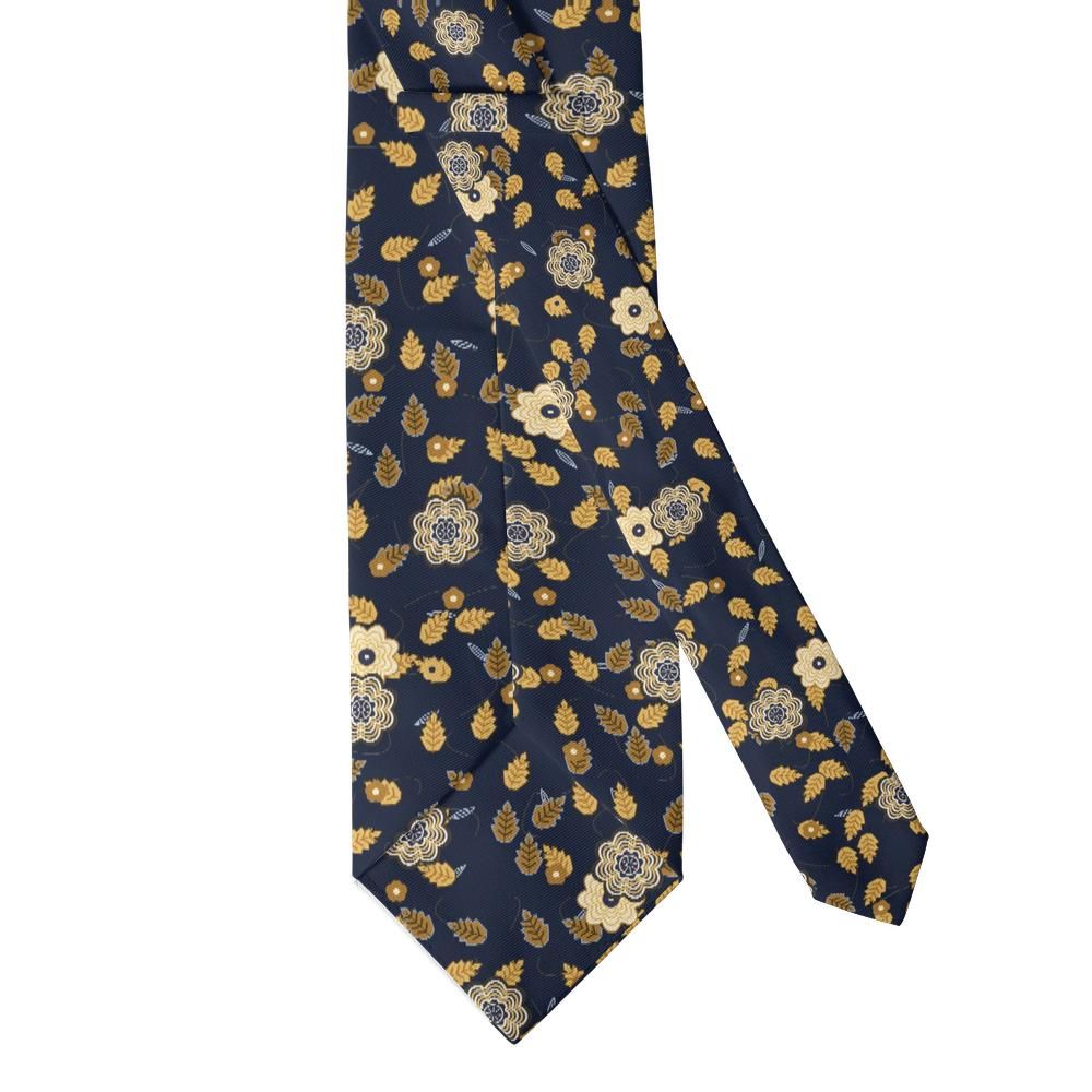 Este - Navy & Gold Floral Tie – Harvest Night