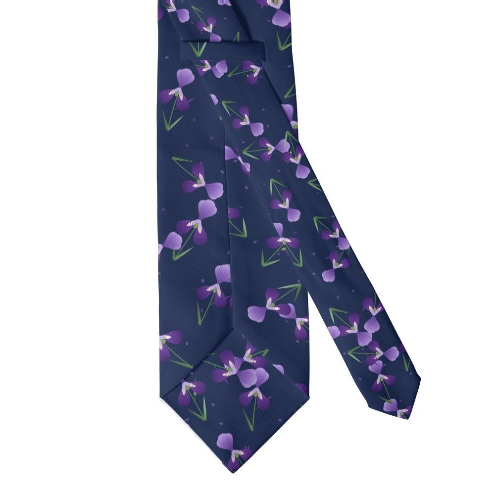 Krasinski - Navy & Violet Iris Tie – Tossed Bearded Irises in Full Bloom