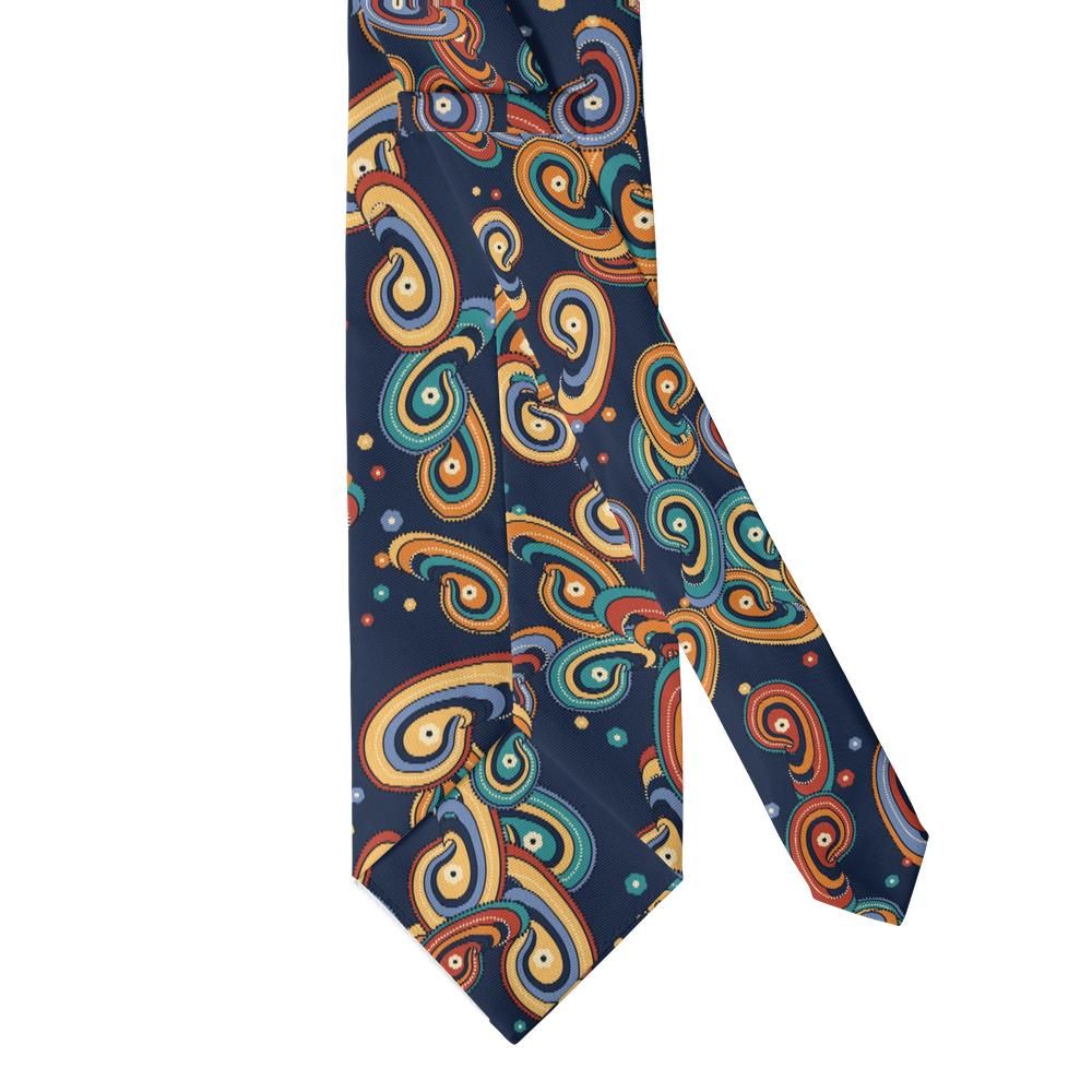 Ferretti - Navy & Orange Feather Paisley Tie – Tuscan Sunset