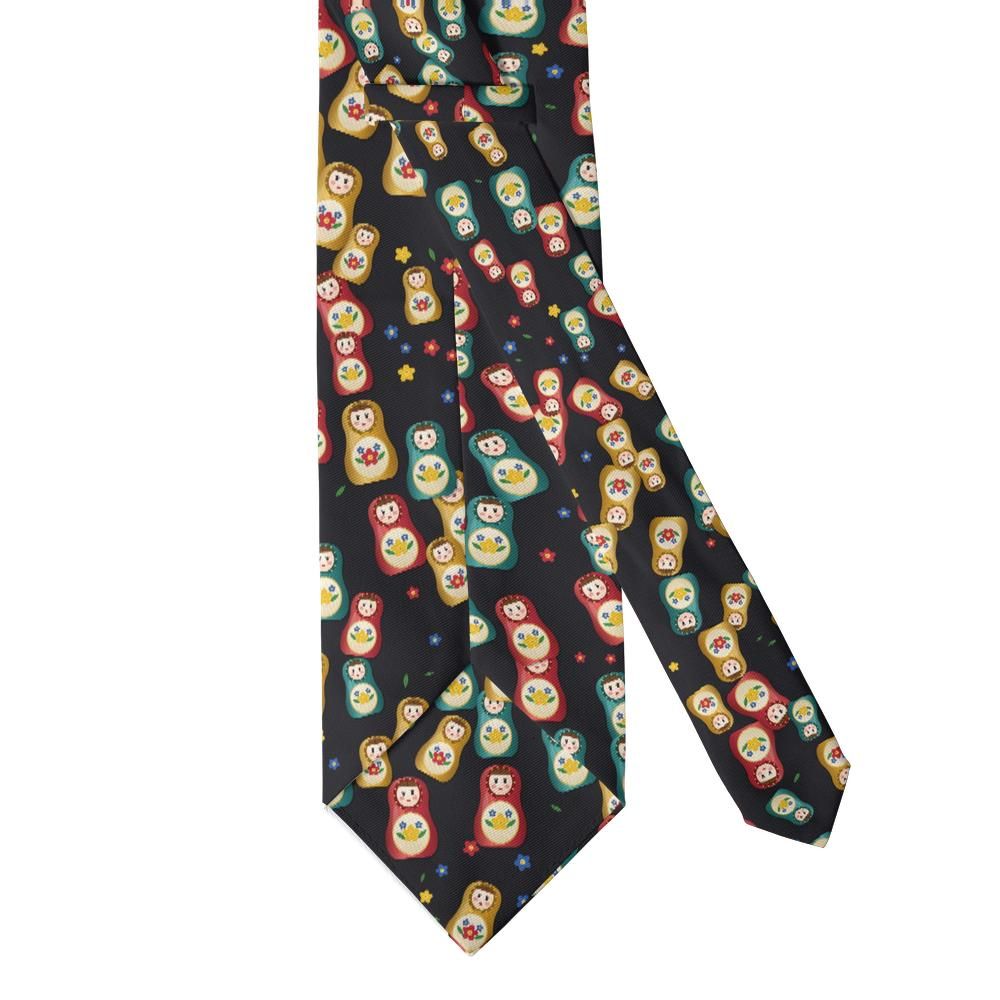 Koniecpolski - Black Matryoshka Doll Tie – Midnight Folk Tale