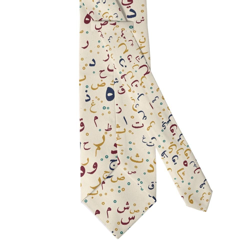 Krasicki - Cream Arabic Letters Tie – Scholar's Page