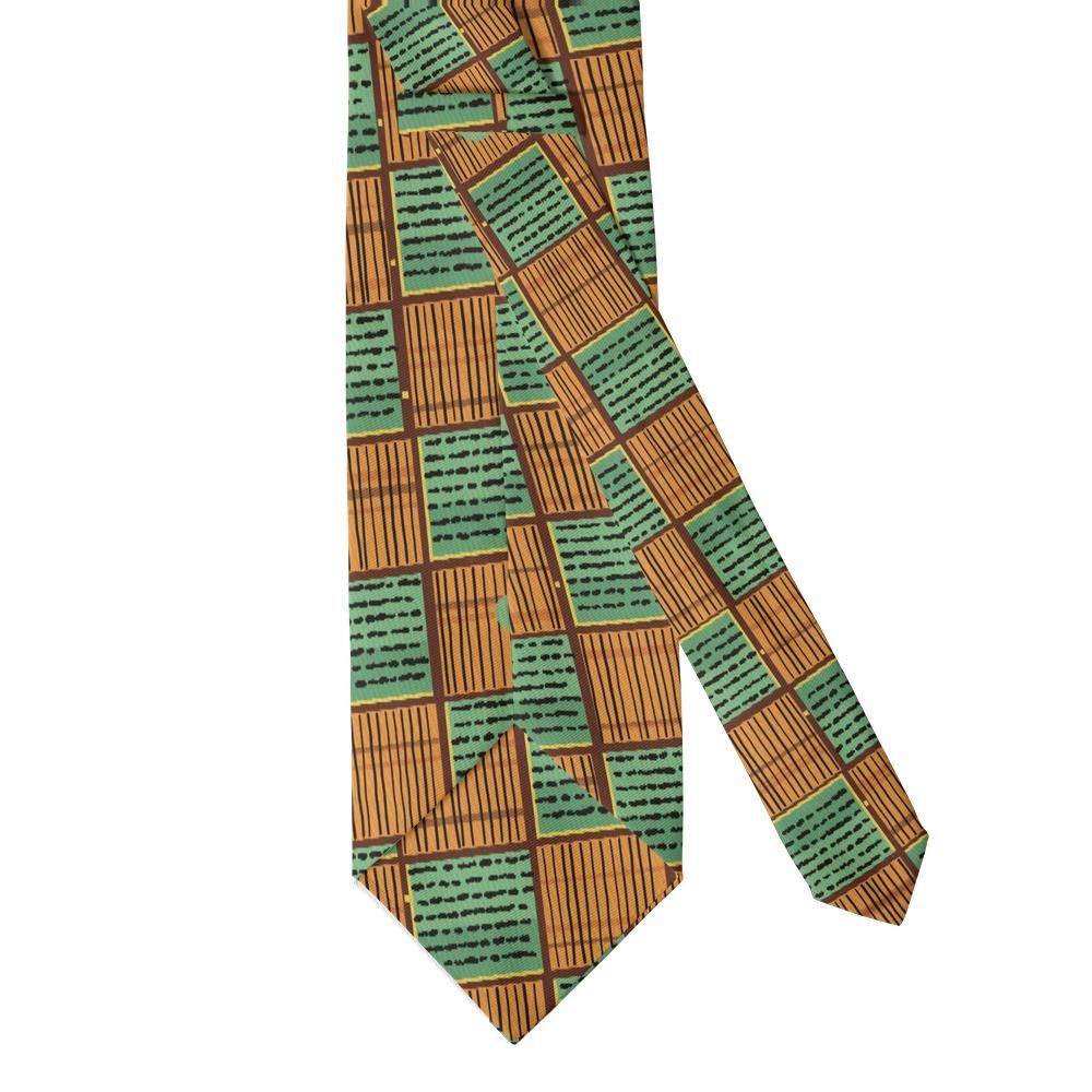 Lubomirski - Sage & Amber Basketweave Check Tie – Carpathian Autumn