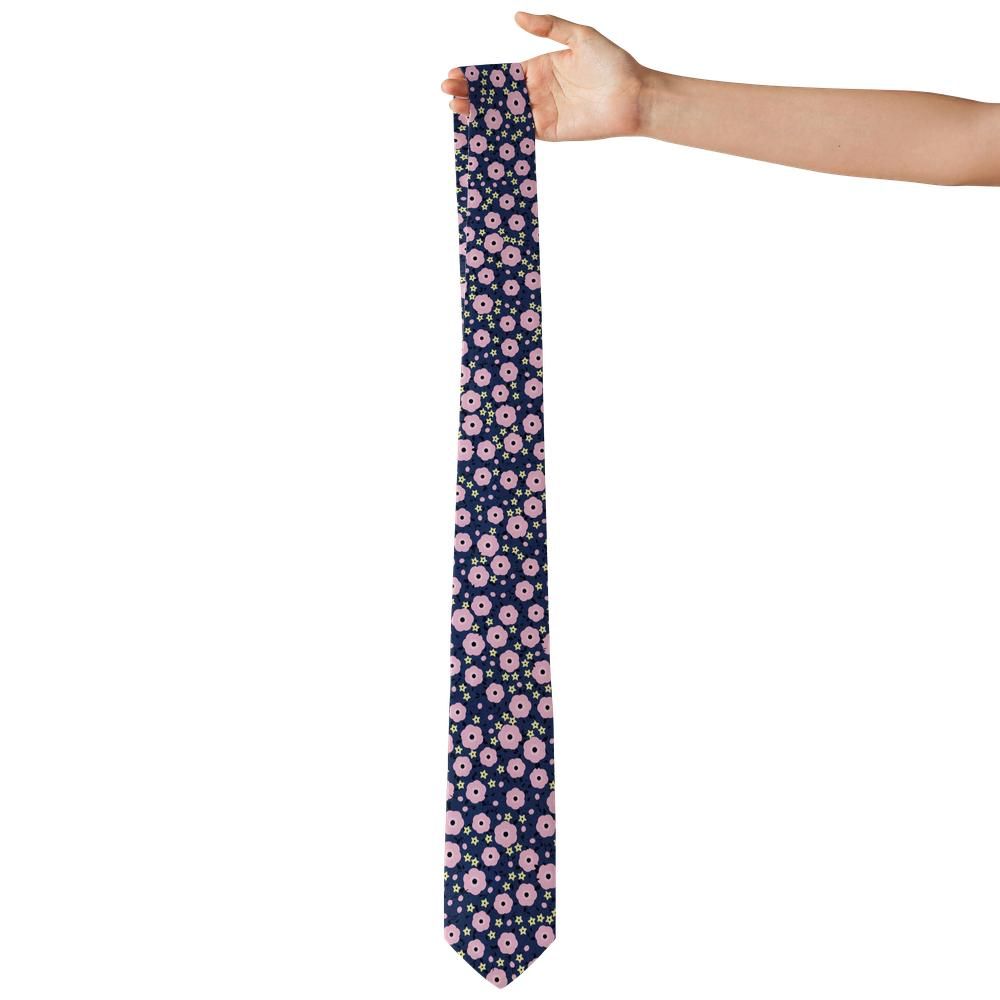 Karolyi - Navy & Pink Meadow Blossom Tie – Starlit Meadow