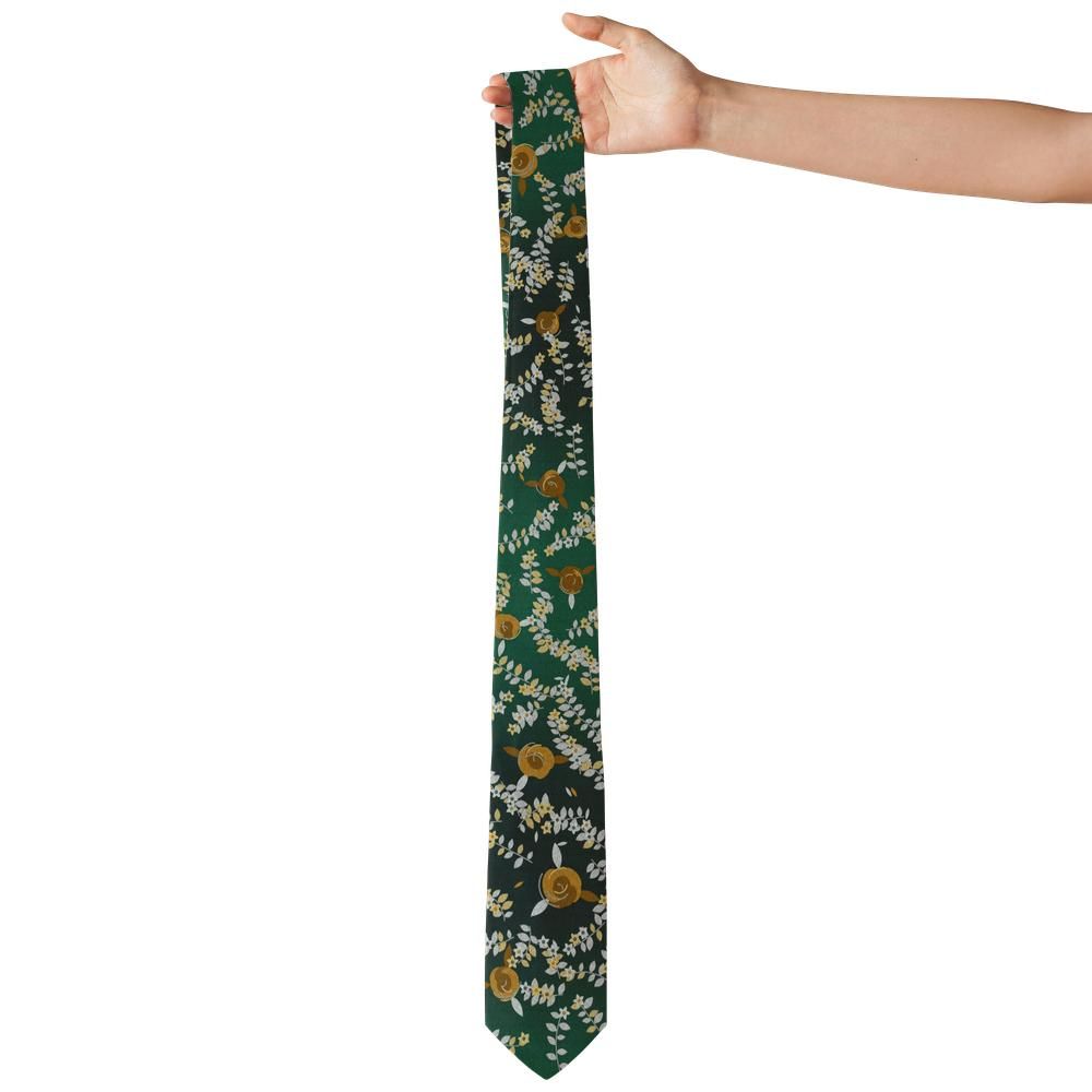 Clary - Forest & Gold Ombre Floral Tie – Summer Terrace
