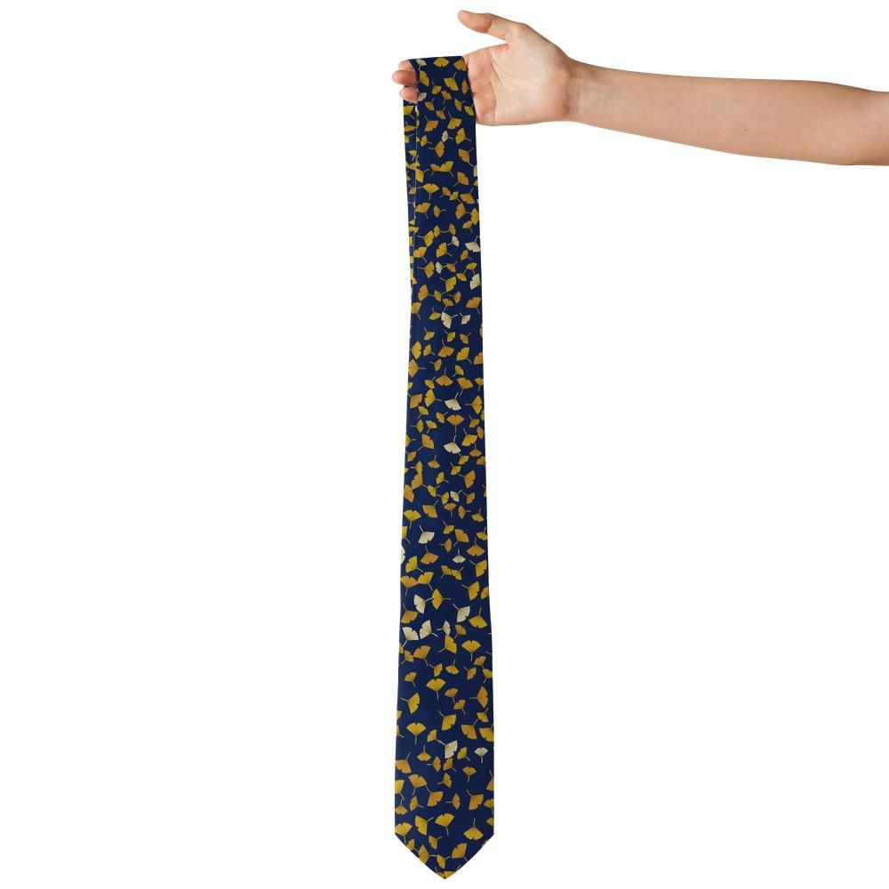 Buchwald - Navy & Gold Ginkgo Leaf Tie – Autumn in Kyoto