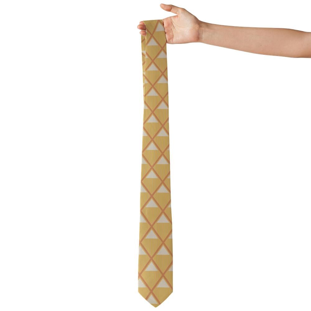 Ossolinski - Gold & Cream Triangle Geometric Tie – Golden Hall