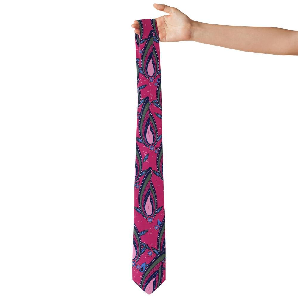 Valier - Fuchsia & Navy Leaf Paisley Tie – Garden Masquerade