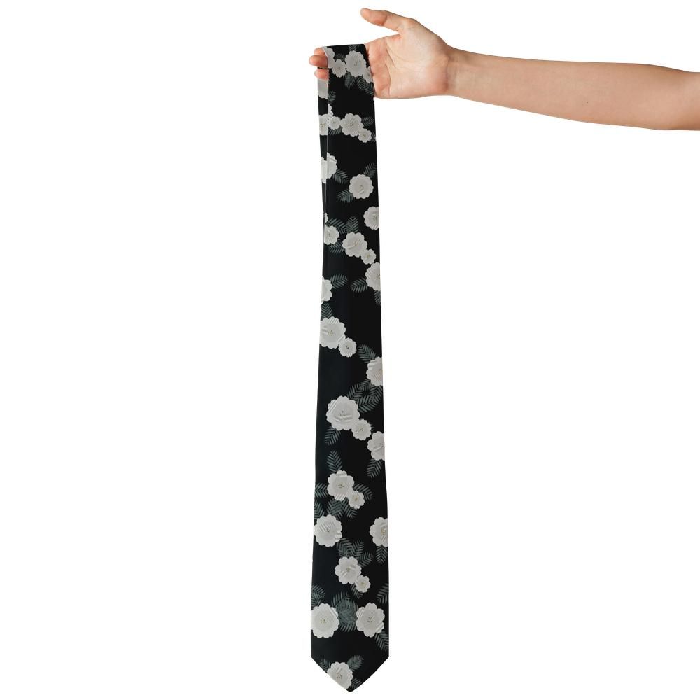 Gassion - Black & White Floral Tie – Moonlit Garden