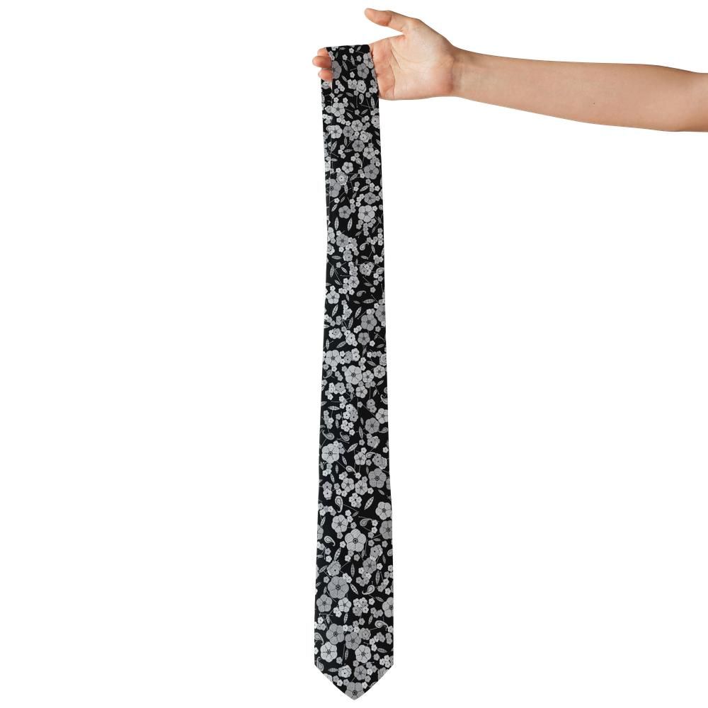 Czernin - Black & Silver Garden Floral Tie – Prague Nocturne