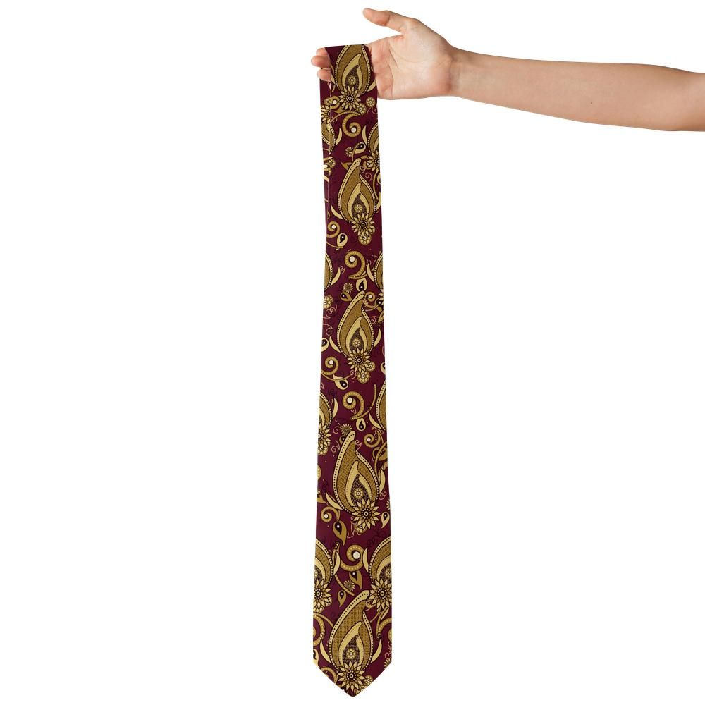 Falier - Burgundy & Gold Sunflower Paisley Tie – Gilded Salon