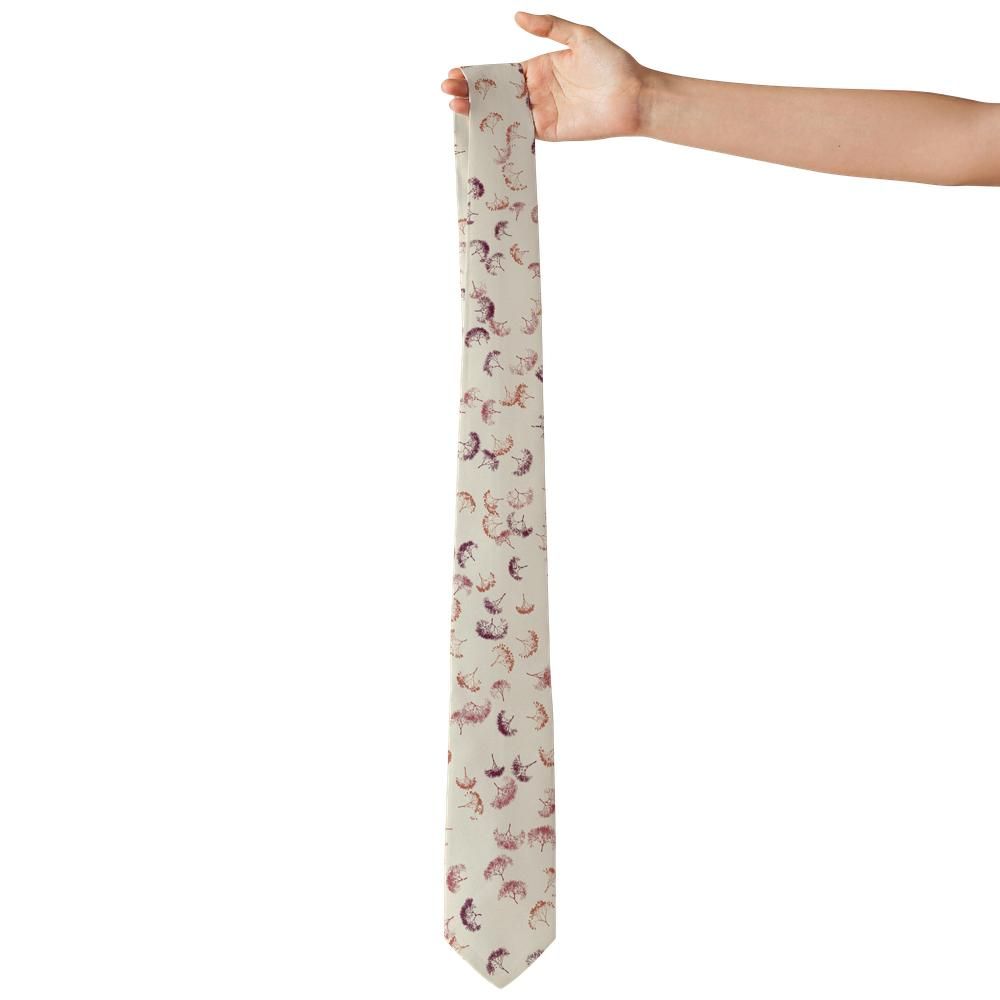 Chorinsky - Cream & Coral Red Seaweed Tie – Pressed Ocean Fronds with Naturalist Charm