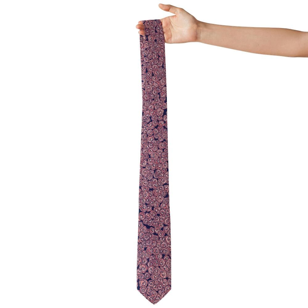 Rosenorn - Coral & Navy Line Rose Tie – Garden Sketch