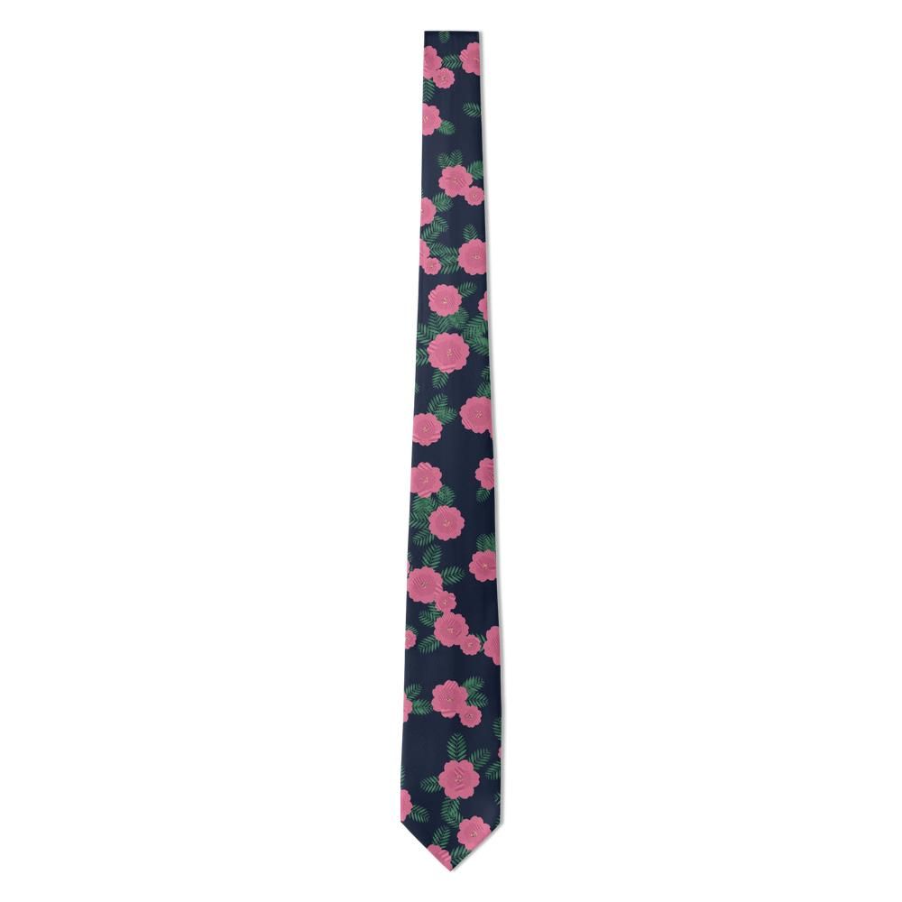 Gassion - Navy & Pink Floral Tie – Evening Bloom