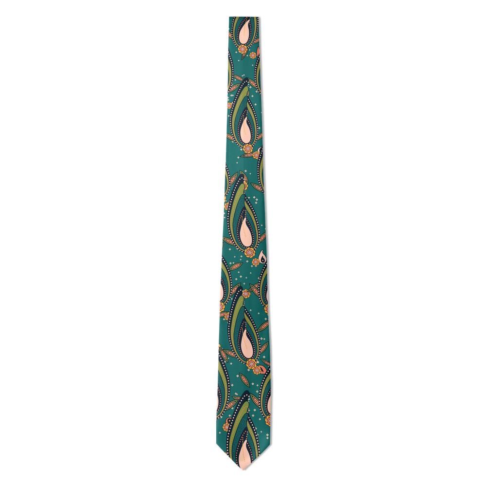 Valier - Teal & Coral Leaf Paisley Tie – Lagoon Bloom