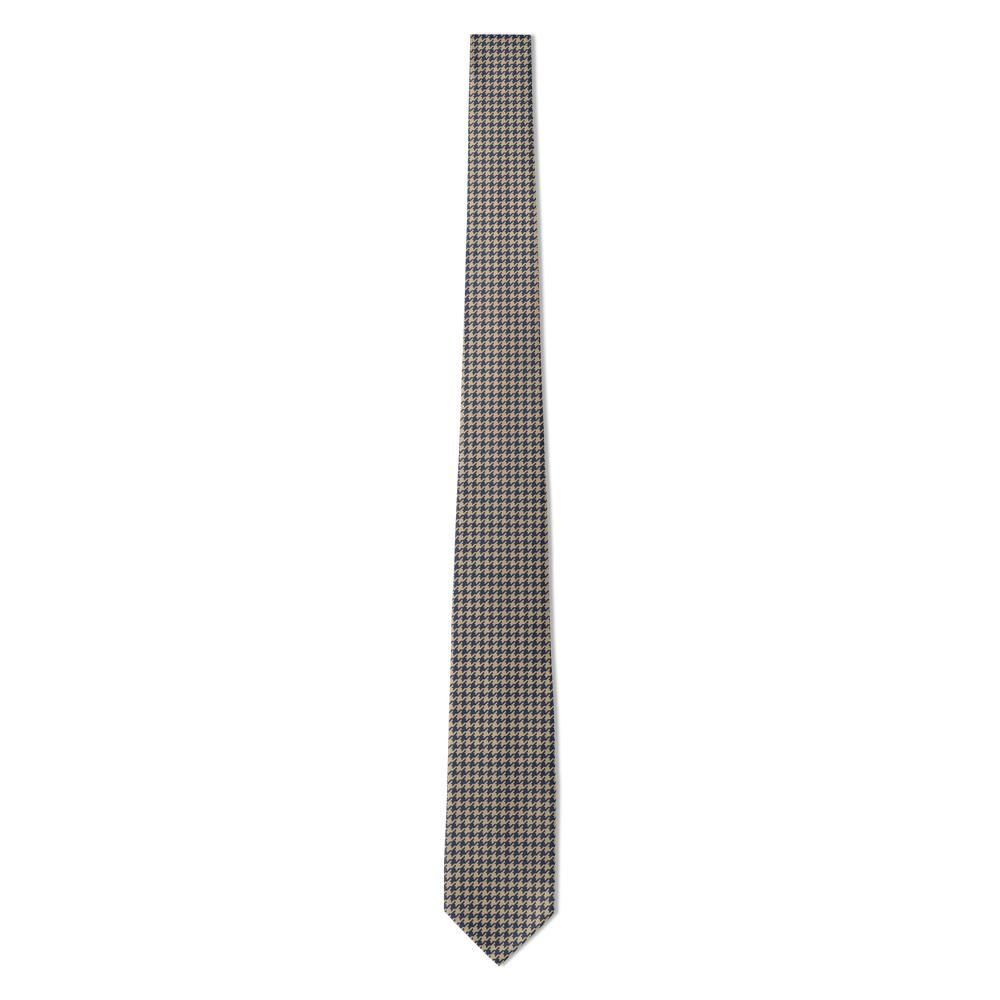 Montferrat - Navy & Tan Houndstooth Tie – Camel Coat Classic