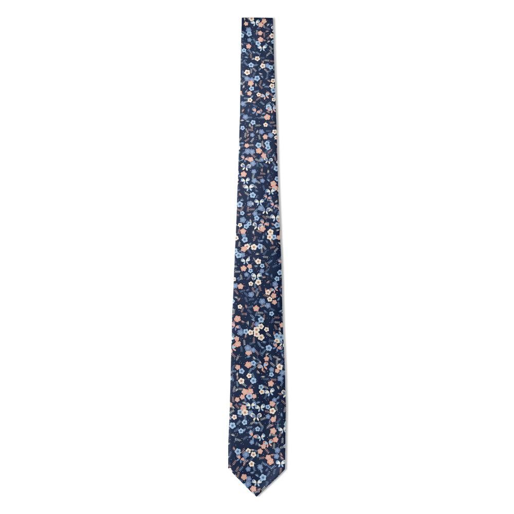 Friis - Navy & Peach Butterfly Meadow Tie – Spring Flutter
