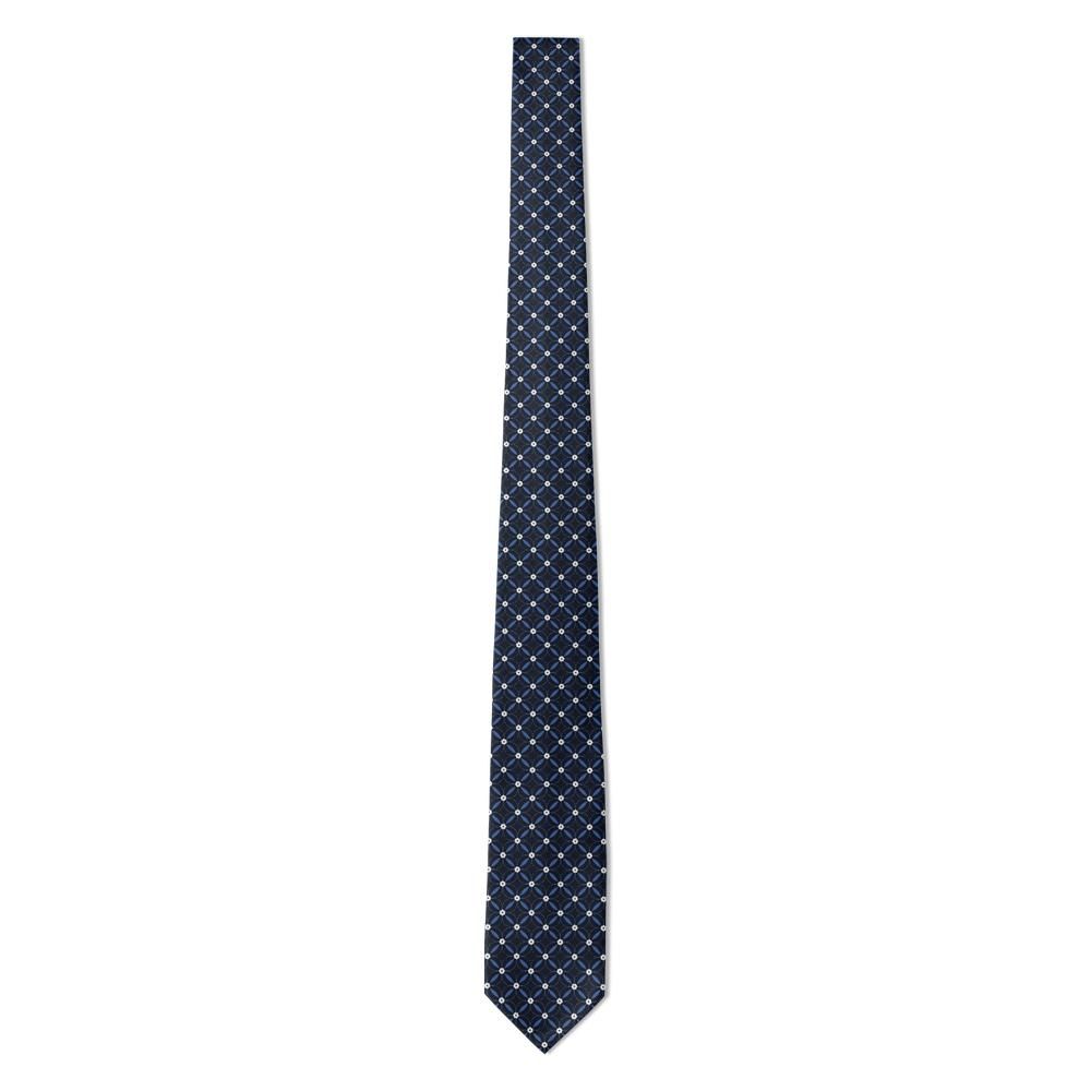 Sehested - Navy & White Floral Lattice Tie – Starlit Trellis