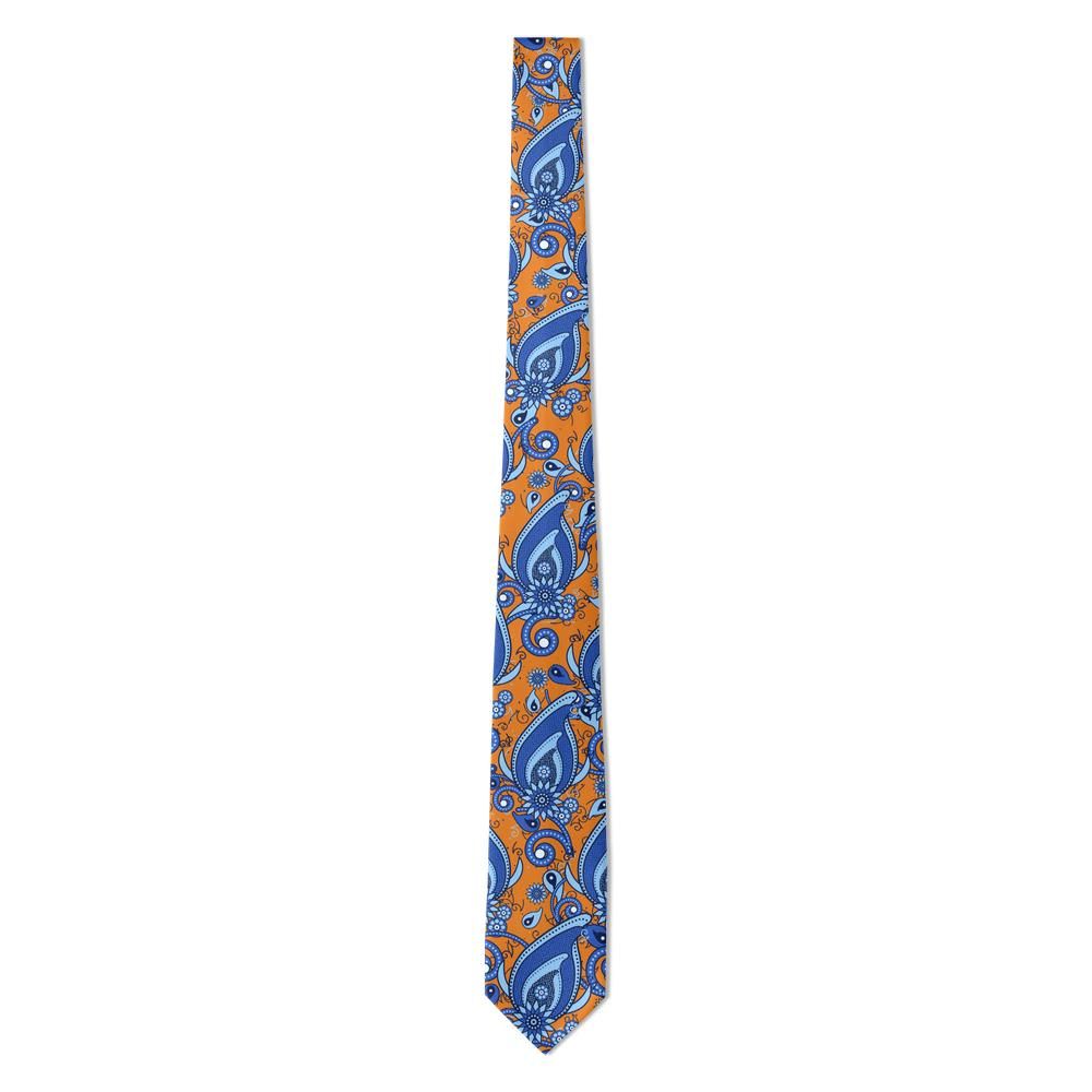 Falier - Orange & Royal Blue Sunflower Paisley Tie – Carnival Blaze