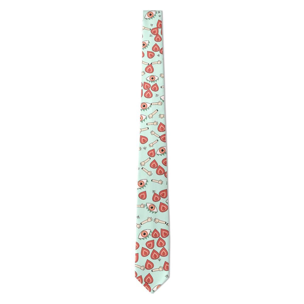 de Gontaut - Mint & Coral Abstract Tie – Surrealist Salon