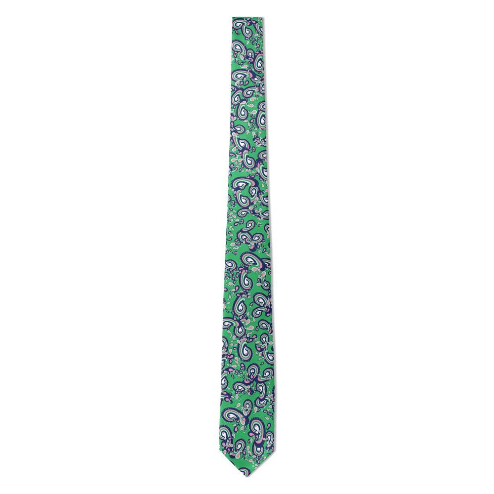 Cibo - Green & Navy Large Paisley Tie – Botanical Statement