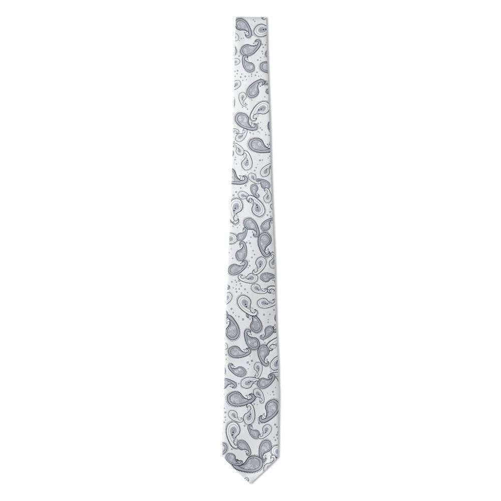 Urne - Silver & Charcoal Outline Paisley Tie – Pewter Grace