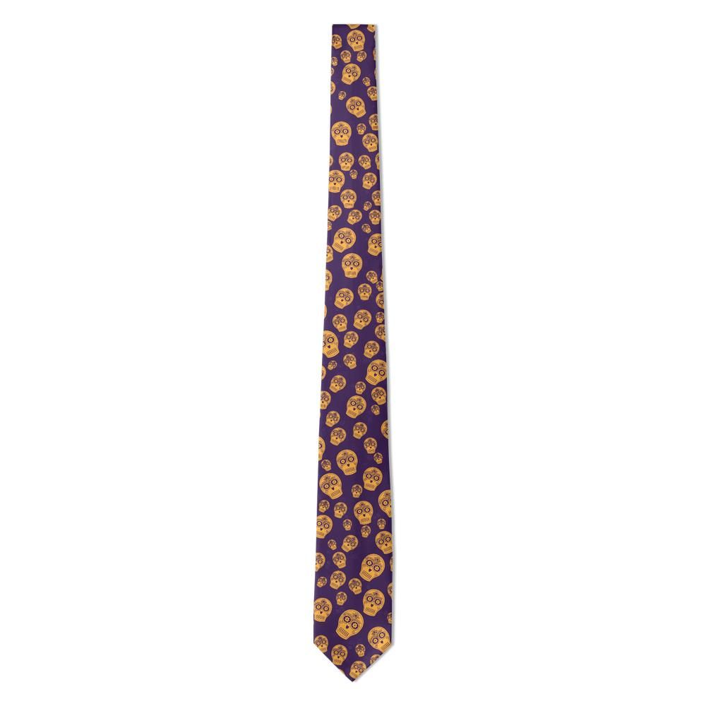 Krag - Purple & Marigold Sugar Skull Tie – Marigold Fiesta