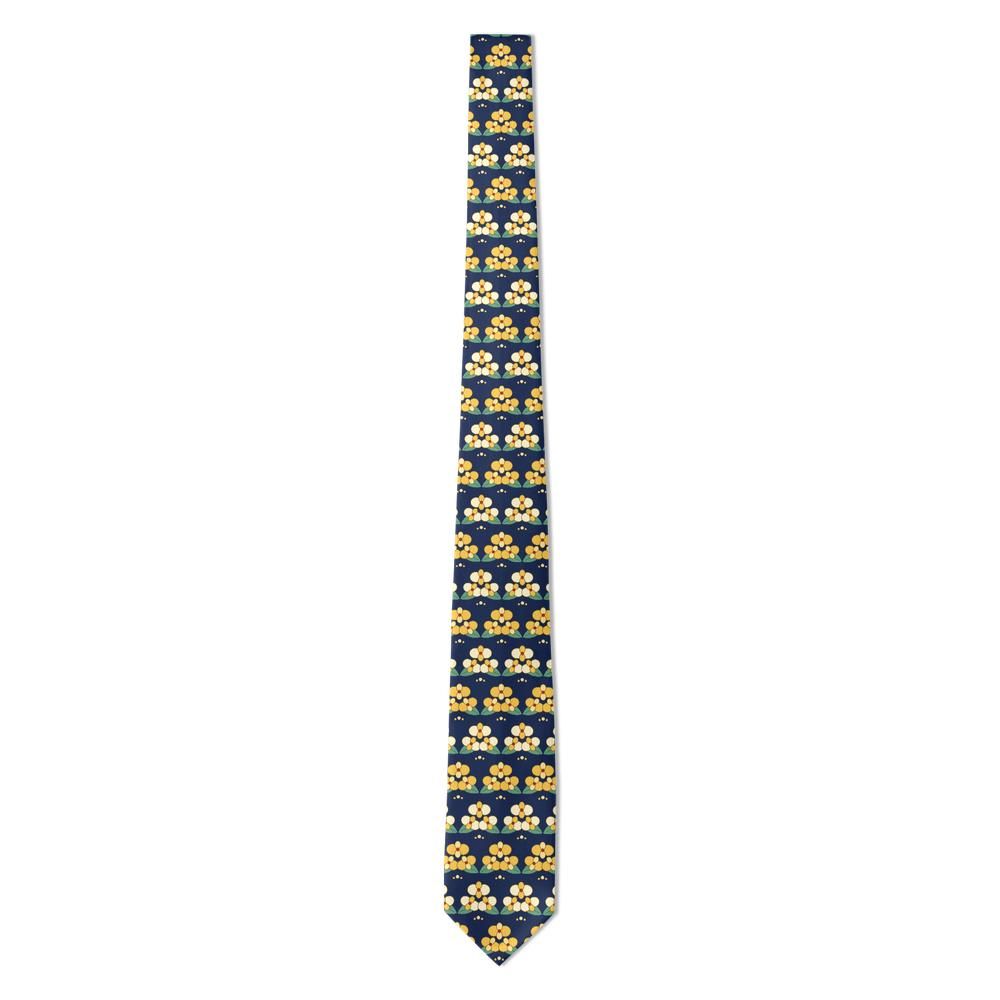 Porcia - Navy & Yellow Begonia Tie – Sun Terrace
