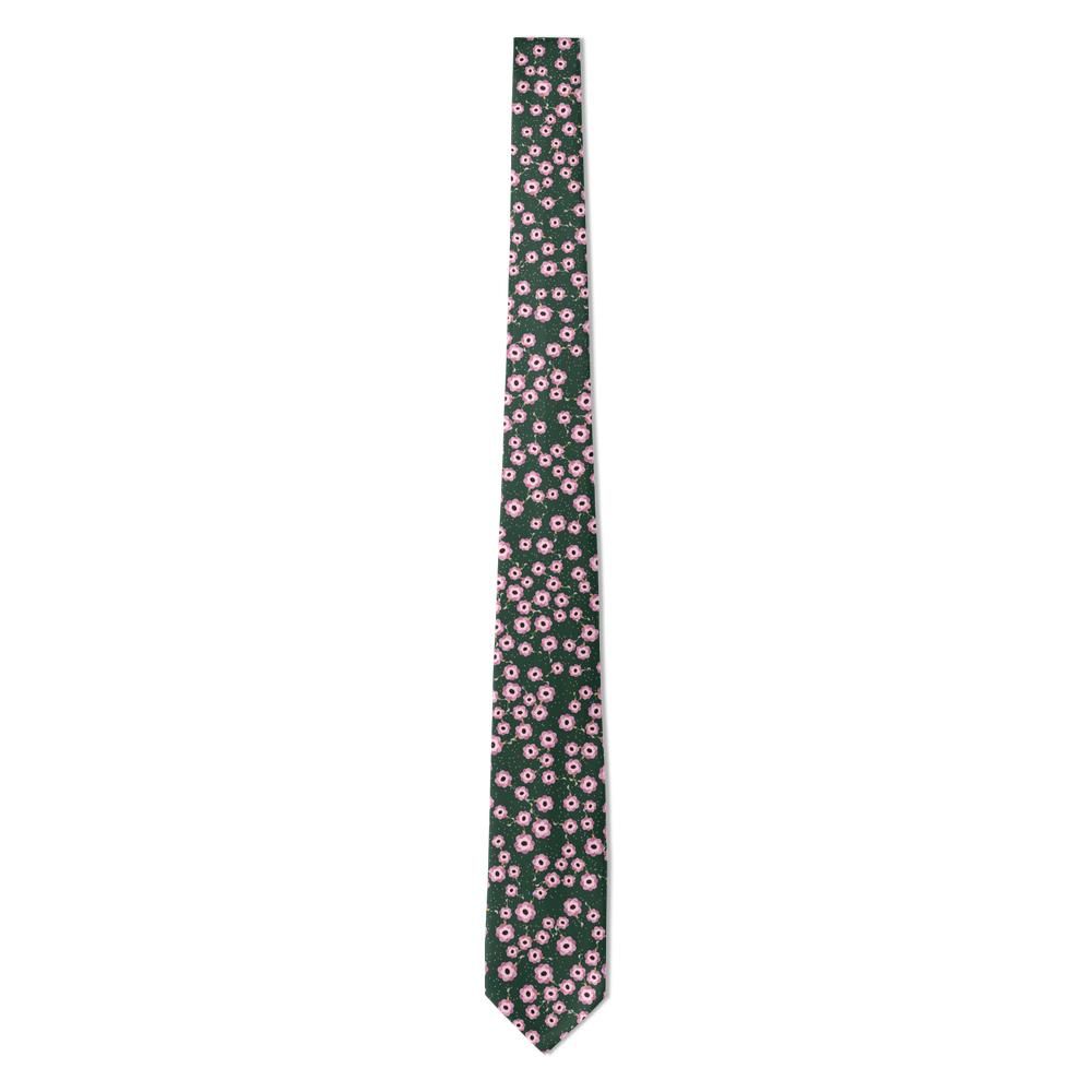 Pazzi - Forest Green & Pink Painted Peony Tie – Spring Wedding