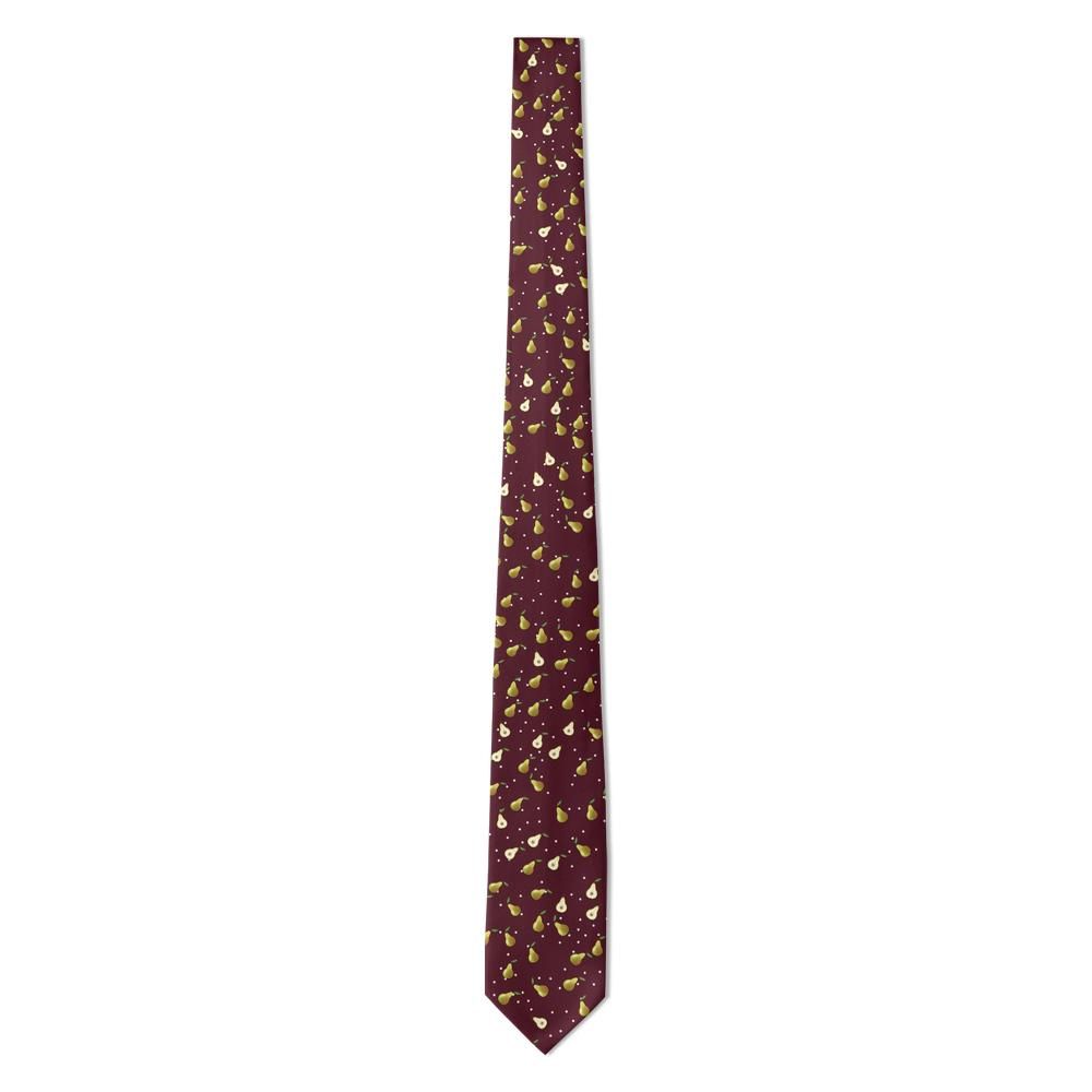 Leszczynski - Burgundy Pear Tie – Golden Pears on a Wine Ground