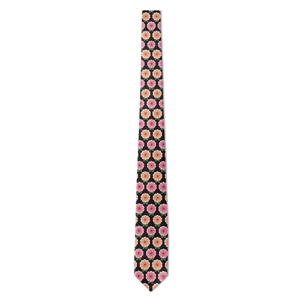 Lamberg - Black & Pink Ranunculus Tie – Midnight Bouquet