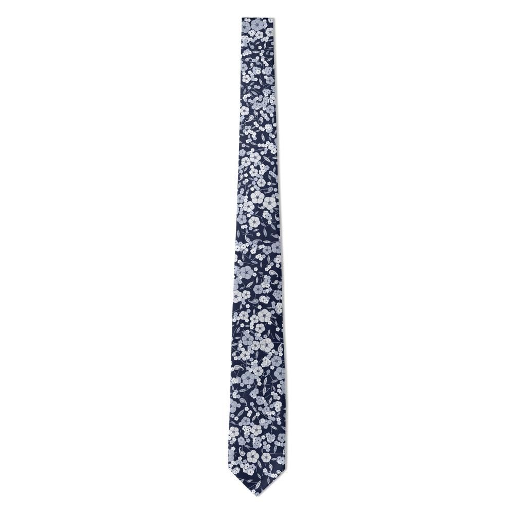 Czernin - Navy & Silver Garden Floral Tie – Moonlit Garden