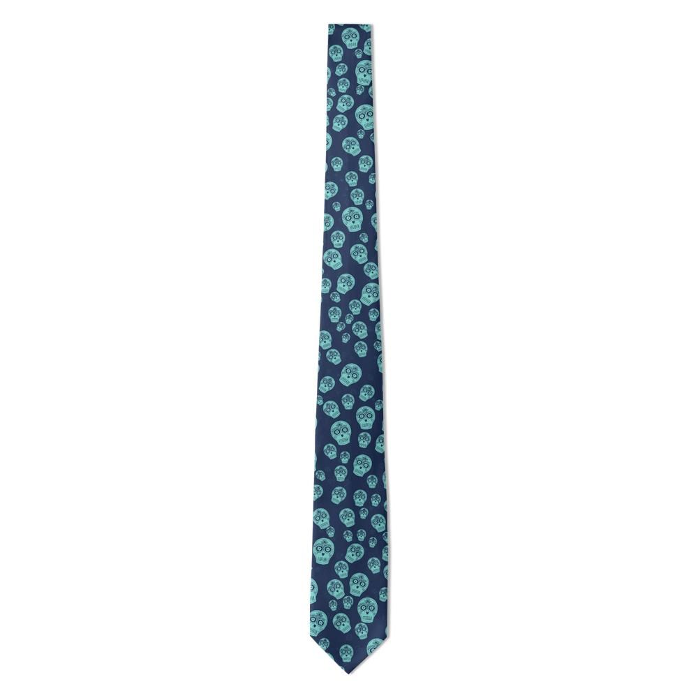 Krag - Navy & Turquoise Sugar Skull Tie – Día de Muertos