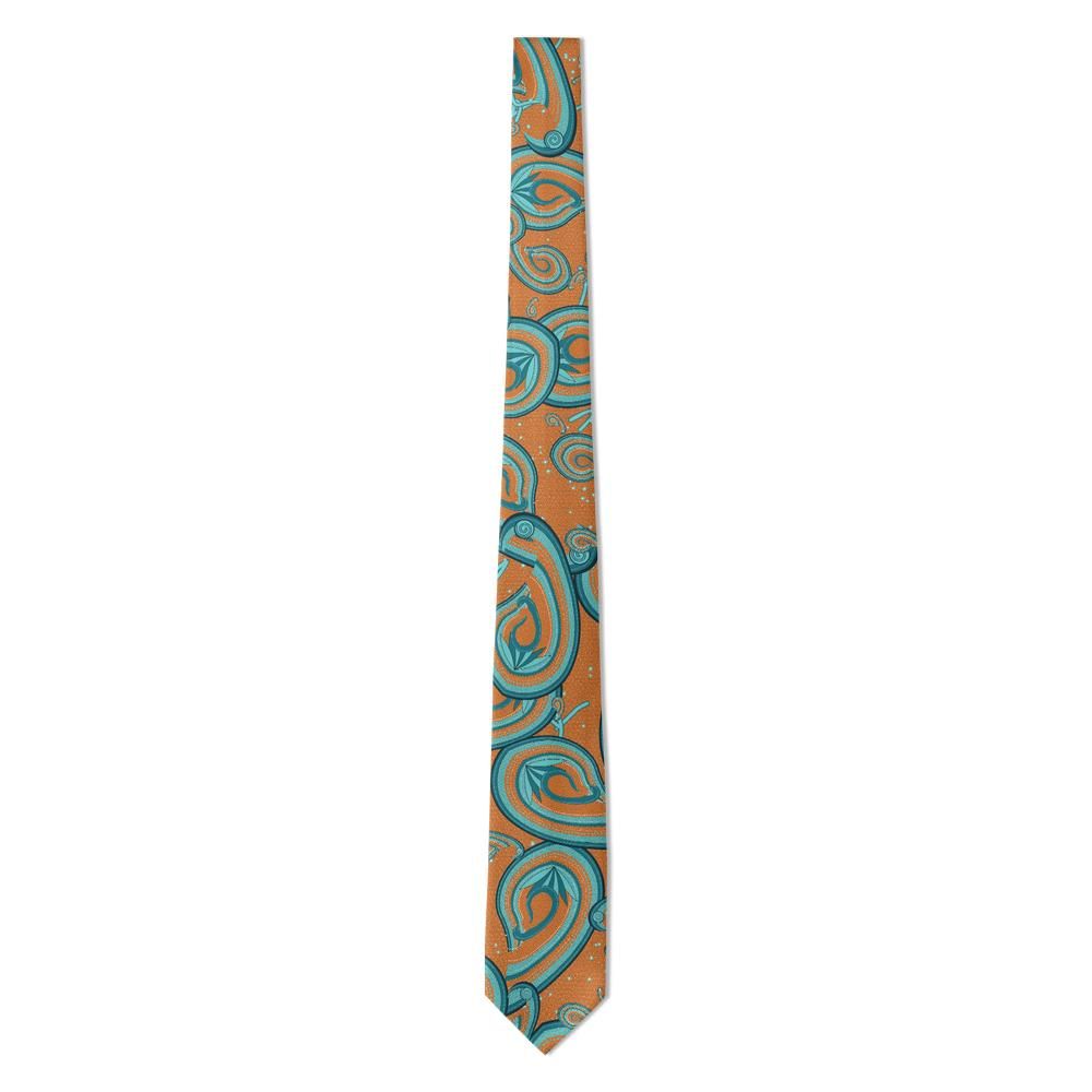 Colloredo - Tangerine & Teal Stippled Paisley Tie – Mediterranean Fête